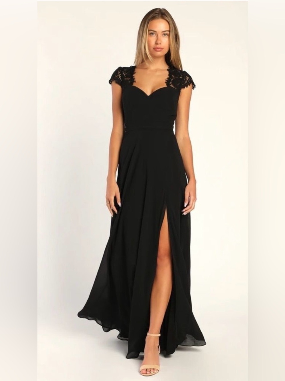 Lulus Momentous Moments Black Lace Backless Maxi Dress - XL